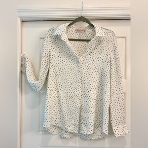 Philosophy White/Cream and Black Polka Dot Button Down Shirt
